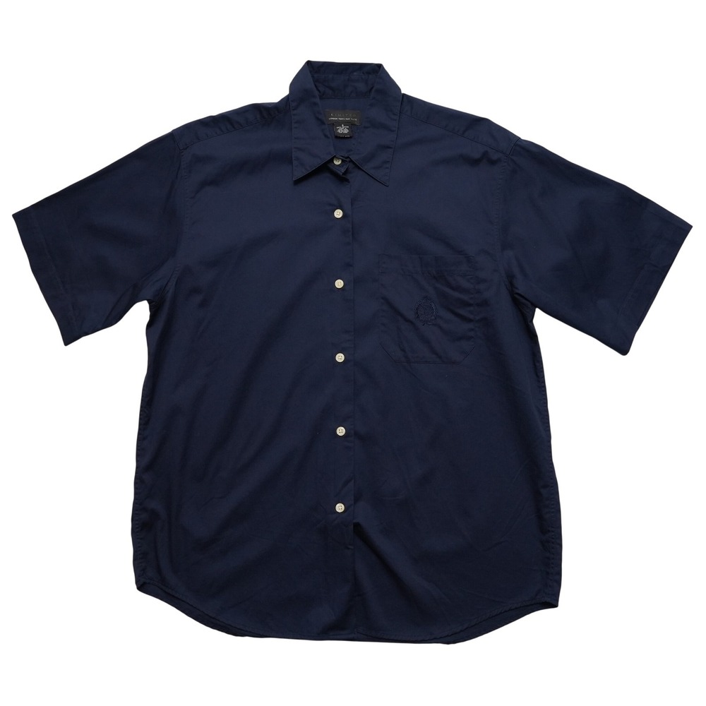 Limited Mens Small Navy‎ Button Up Shirt Cotton Embroidered Crest Pocket